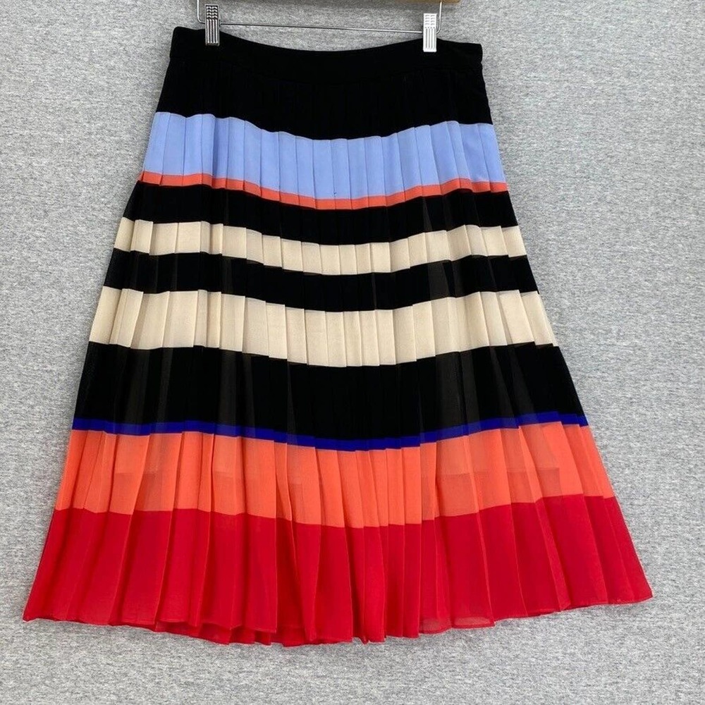 Ann Taylor Colorful Striped Pleated Skirt